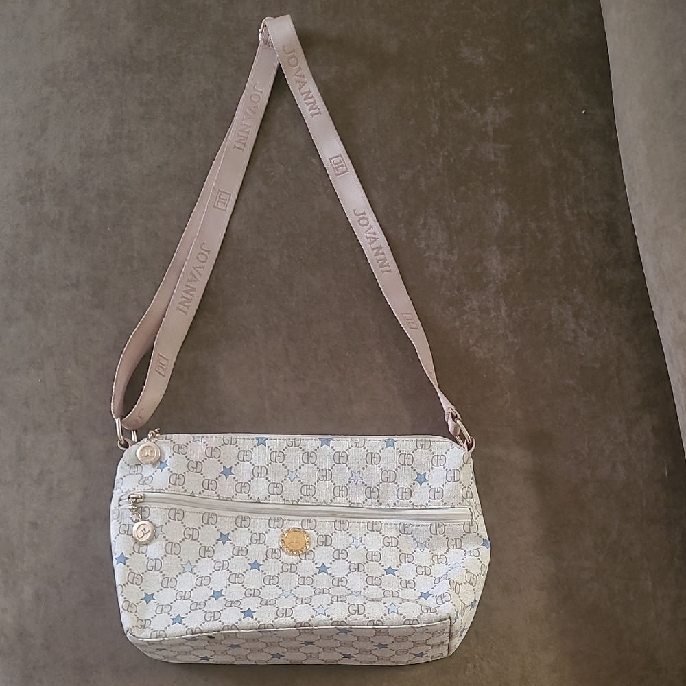 Jovani Crossbody Bag in Blue and Cream with Elegant Design